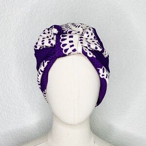 Purple and White Hair Turban/Hair cover